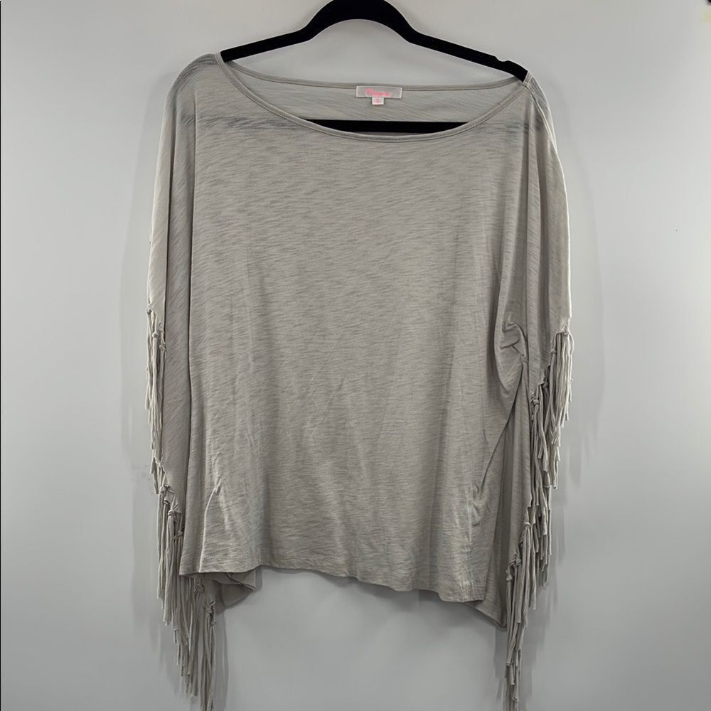 3For$20 Mavenie Fringe Detail Women's Top - Cream Gray size Small